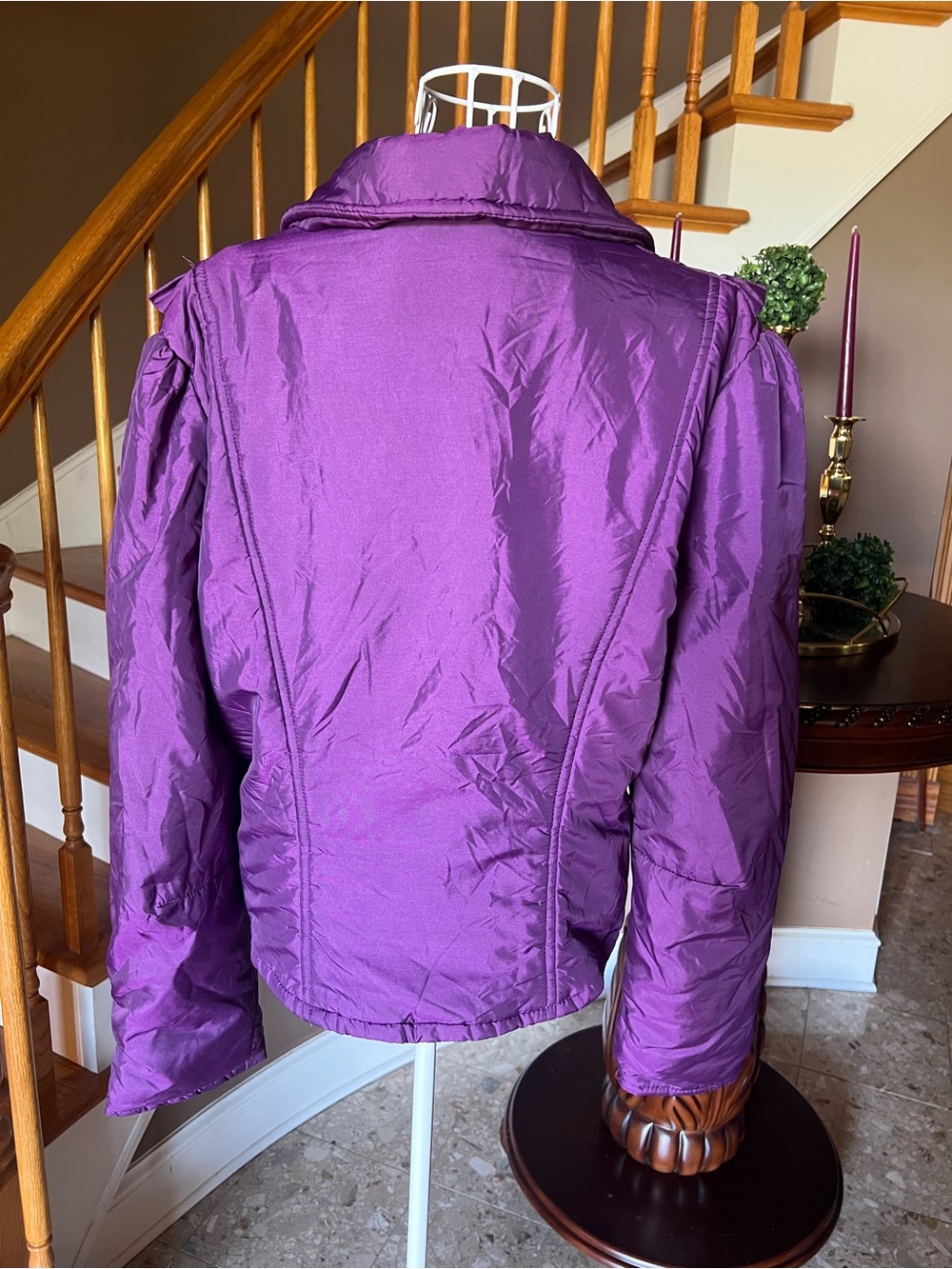 Obermeyer Haley Purple Ruffle Ski Winter Puff Jacket Outdoor Snow Active Size 14 - Picture 5 of 8